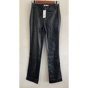 $168 We Wore What Women’s High Rise Pants Black 24 Vegan Leather Lace Front